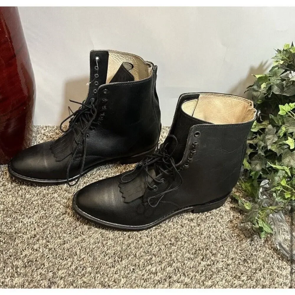 VTG Durango DB1730X Kiltie Western Boots Black Leather 10.5 D Back Heel Zip NEW